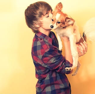 Justin Bieber med sin hund