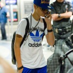 Justin anländer till Los Angeles flygplats