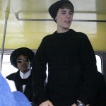 Bild på Justin Bieber på en buss i London